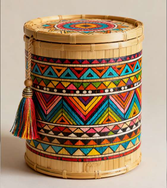 Cylindrical Bamboo Storage Tins
